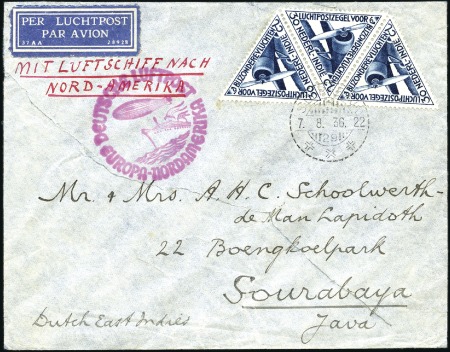 Stamp of Netherlands Colonies » Netherlands Indies 1936 (August) Zeppelin Hindenburg 7th North Americ