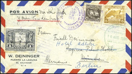 Stamp of Salvador 1936 (August) Zeppelin Hindenburg 7th North Americ