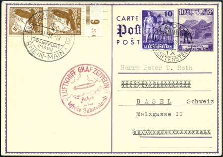 Stamp of Liechtenstein 1938 (Dec.) Zeppelin LZ130 ("Graf Zeppelin II") Su