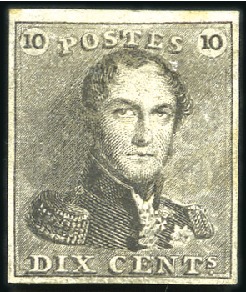Stamp of Belgium » Belgique. 1849 Epaulettes - Émission 10c Brun, très bien margé, neuf avec grande partie