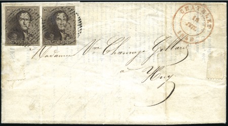 Stamp of Belgium » Belgique. 1849 Epaulettes - Émission 10c Brun, deux exemplaires (l'un bien margé, l'aut