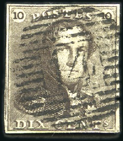 Stamp of Belgium » Belgique. 1849 Epaulettes - Émission 10c Brun, bien margé, oblitération de la perceptio