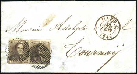 Stamp of Belgium » Belgique. 1849 Epaulettes - Émission 10c Brun-bistre en paire très bien margée avec hau