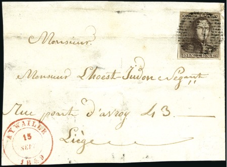 Stamp of Belgium » Belgique. 1849 Epaulettes - Émission 10c Brun, bien margé mais avec pli d'archive, obli