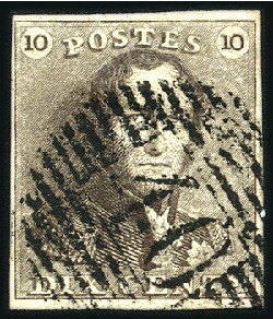 Stamp of Belgium » Belgique. 1849 Epaulettes - Émission 10c Brun, bien margé, oblitération nette de la per