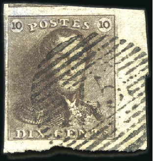 Stamp of Belgium » Belgique. 1849 Epaulettes - Émission 10c Brun, très bien margé avec cdf et partie du vo