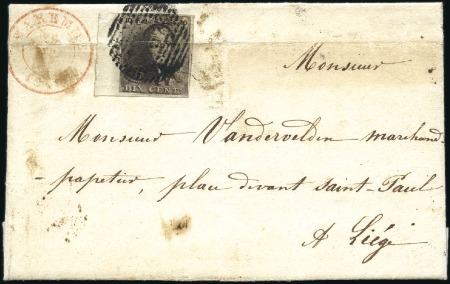 Stamp of Belgium » Belgique. 1849 Epaulettes - Émission 10c Brun foncé, très bien margé avec grand bord de
