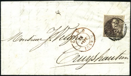 Stamp of Belgium » Belgique. 1849 Epaulettes - Émission 10c Brun, très bien margé avec partie de voisin, o