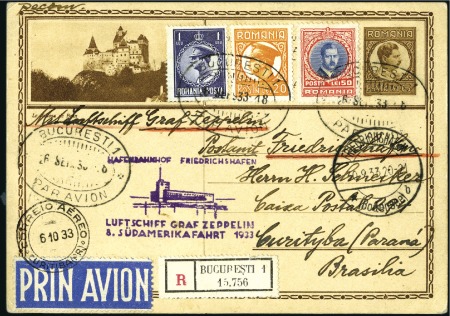 Stamp of Romania 1933 (Oct.) Zeppelin 8th South America Flight, 6L