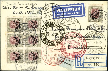 Stamp of Iceland 1934 (May) Zeppelin 1st South America Flight, spec