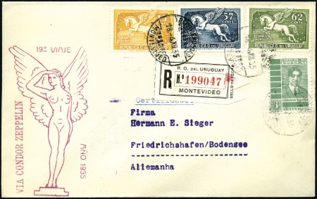 Stamp of Uruguay 1935 (Dec.) 3rd South America Return Flight, reg'd