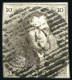 Stamp of Belgium » Belgique. 1849 Epaulettes - Émission 10c Brun-bistre, bien margé, oblitération de la pe