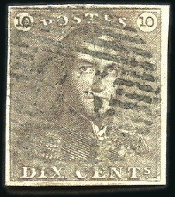Stamp of Belgium » Belgique. 1849 Epaulettes - Émission 10c Brun, bien margé, oblitération de la perceptio