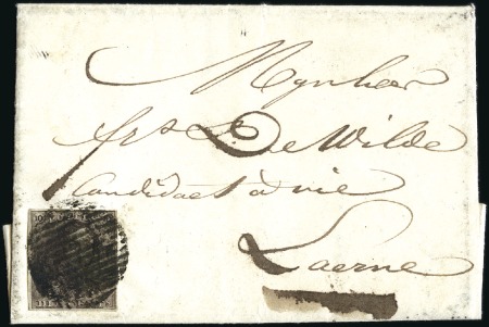 Stamp of Belgium » Belgique. 1849 Epaulettes - Oblitérations RURALE: 10c Brun bien margé, oblitération cachet r