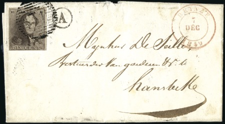 Stamp of Belgium » Belgique. 1849 Epaulettes - Émission 10c Brun, bien margé, oblitération de la perceptio
