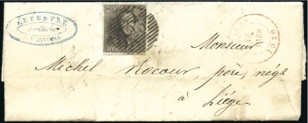 Stamp of Belgium » Belgique. 1849 Epaulettes - Émission 10c Brun, très bien margé, oblitération de la perc