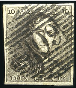 Stamp of Belgium » Belgique. 1849 Epaulettes - Émission 10c Brun, bien margé, oblitération de la perceptio