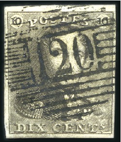 Stamp of Belgium » Belgique. 1849 Epaulettes - Émission 10c Brun, bien margé, oblitération de la perceptio