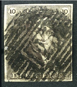 Stamp of Belgium » Belgique. 1849 Epaulettes - Émission 10c Brun, margé, oblitération de la perception 123