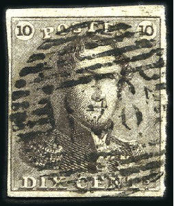 Stamp of Belgium » Belgique. 1849 Epaulettes - Émission 10c Brun, bien margé, oblitération de la perceptio