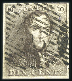 Stamp of Belgium » Belgique. 1849 Epaulettes - Émission 10c Brun, margé, oblitération de la perception 133