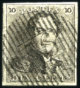 Stamp of Belgium » Belgique. 1849 Epaulettes - Émission 10c Brun, très bien margé, oblitération de la dist