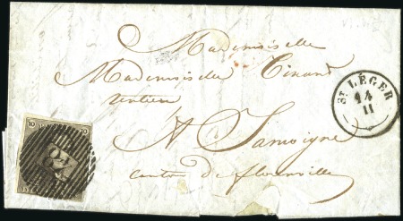 Stamp of Belgium » Belgique. 1849 Epaulettes - Émission 10c Brun, très bien margé, oblitération de la dist