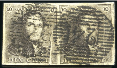 Stamp of Belgium » Belgique. 1849 Epaulettes - Émission 10c Brun en paire très bien margée, les deux timbr
