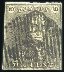 Stamp of Belgium » Belgique. 1849 Epaulettes - Émission 10c Brun avec variété "chiffre 10 et cadre supérie