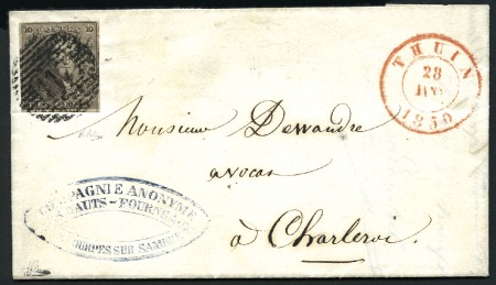 Stamp of Belgium » Belgique. 1849 Epaulettes - Émission 10c Brun avec variété "Chiffres 10 et cadre supéri