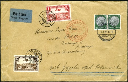 Stamp of Luxembourg 1936 (May) Zeppelin Hindenburg 1st North America F