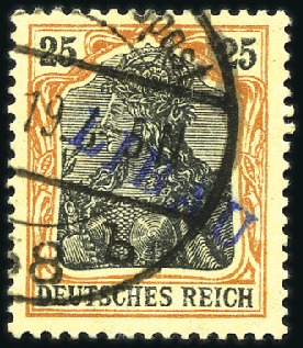 Stamp of Germany » German WWI Occupation Issues » German Occupation WW I Libau 1919 "LIBAU" ovpt in blue set of six with Fieldpos