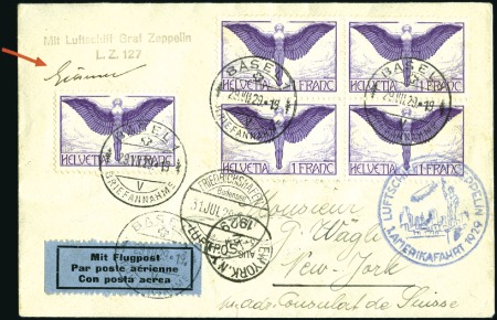 Stamp of Switzerland / Schweiz 1929-36, Graf Zeppelin & Hindenburg Flights, great
