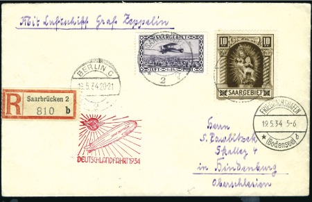 Stamp of Germany » Plebiscite Areas » Saar 1930-34, Three Zeppelin Flight items (2 covers, 1 