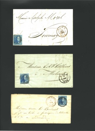 Stamp of Belgium » Belgique. 1849 Epaulettes - Émission 20c Bleu: Lot de six lettres dont une avec paire d