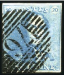 Stamp of Belgium » Belgique. 1849 Epaulettes - Émission 20c Bleu: Lot de 25 exemplaires montrant différent