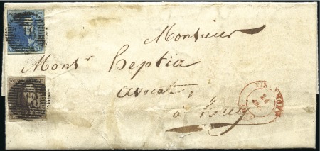 Stamp of Belgium » Belgique. 1849 Epaulettes - Émission 10c Brun et 20c bleu, petits défauts, oblitérés de