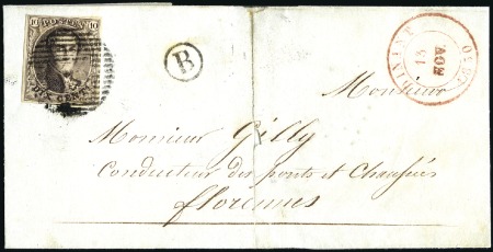 Stamp of Belgium » Belgique. 1849 Médaillons (filigrane encadré) - Émission 10c Brun, margé, oblitération de la perception 33 