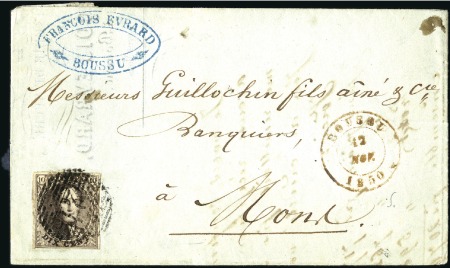 Stamp of Belgium » Belgique. 1849 Médaillons (filigrane encadré) - Émission 10c Brun, bien margé, oblitération de la perceptio