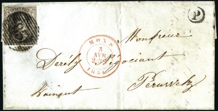 Stamp of Belgium » Belgique. 1849 Médaillons (filigrane encadré) - Émission 10c Brun, bien margé, oblitération de la perceptio