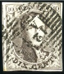 Stamp of Belgium » Belgique. 1858 Médaillons arrondis - Émission 10c Brun, lot comprenant une magnifique paire vert