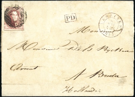 Stamp of Belgium » Belgique. 1851 Médaillons (filigrane sans cadre) - Émission 40c Carmin, très bien margé, oblitération de la pe