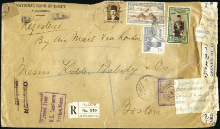 Stamp of Egypt » 1936-1952 King Farouk Definitives 1937-46 Young Farouk 50pi, 3m, 30m and Airmail 60m