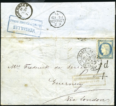 Stamp of France Griffe bleue "VERSAILLES AUSWECHSELUNGS STELLE" au