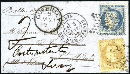 Stamp of France Ballon monté avec 10c Lauré apposé pour réexpéditi