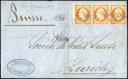 Stamp of Egypt » French Post Offices 1867 (Oct 12) Folded lettersheet from Alexandria t