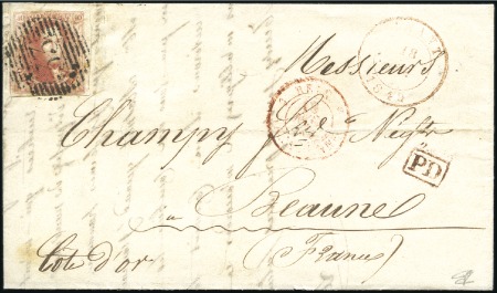 Stamp of Belgium » Belgique. 1849 Médaillons (filigrane encadré) - Émission 40c Carmin rose-pâle, effleuré en haut mais avec b