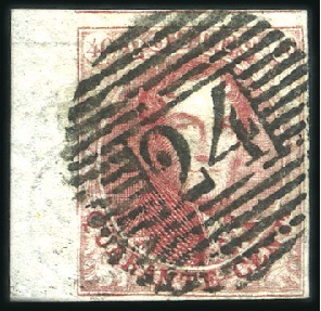 Stamp of Belgium » Belgique. 1849 Médaillons (filigrane encadré) - Émission 40c Carmin, très bien margé avec grand bdf à gauch