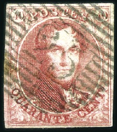 Stamp of Belgium » Belgique. 1849 Médaillons (filigrane encadré) - Émission 40c Carmin, bien margé, oblitération nette de la p