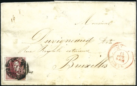 Stamp of Belgium » Belgique. 1849 Médaillons (filigrane encadré) - Émission 40c Carmin, bien margé, oblitération de la percept